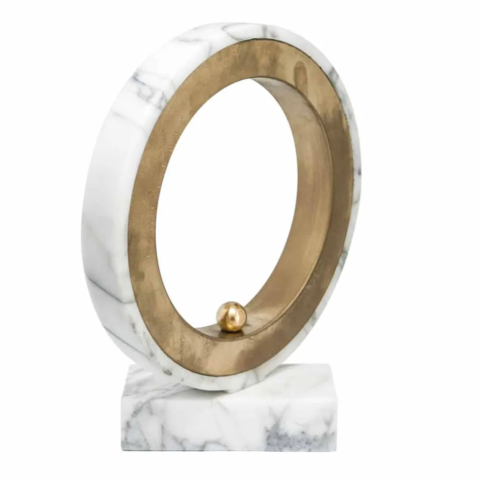 Lampa i vit Carrara marmor och mässing Made in Italy 2 Dimensioner - Nazife Viadurini