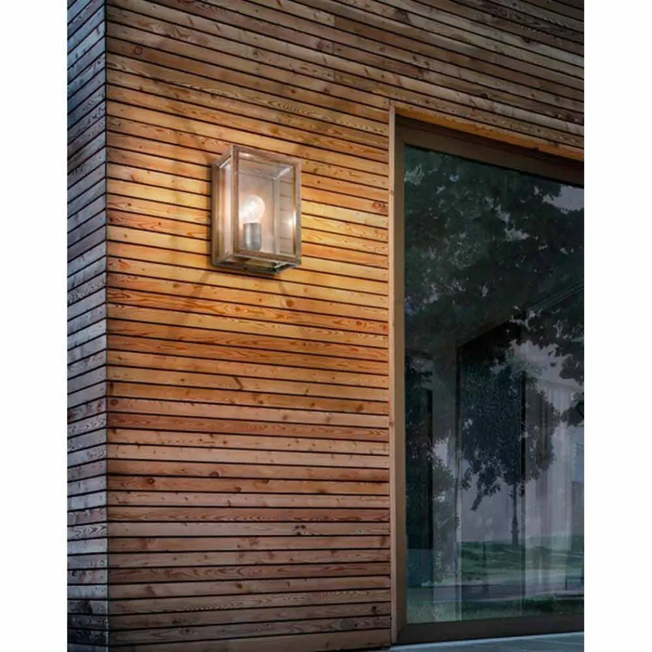 Industriell lampa i mässing och glas panel Il Fanale Viadurini