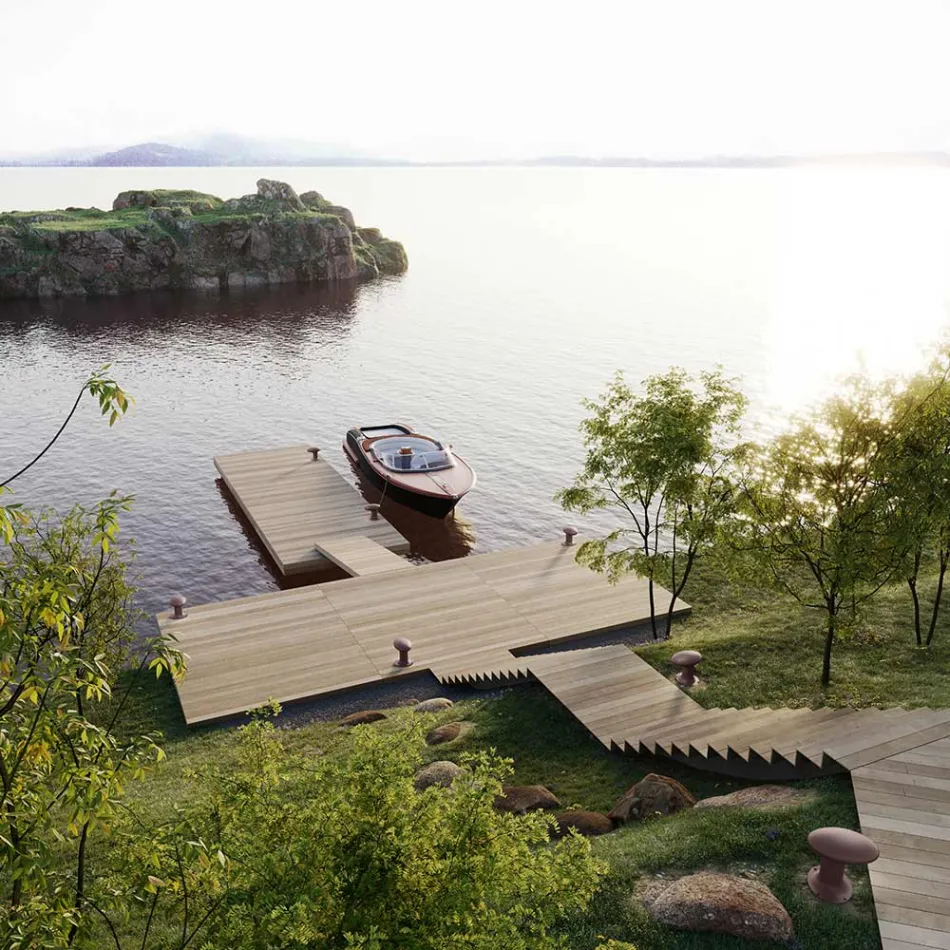 Design Led trädgårdslampa i grått eller brunt gjutjärn - Bitta av Il Fanale Viadurini