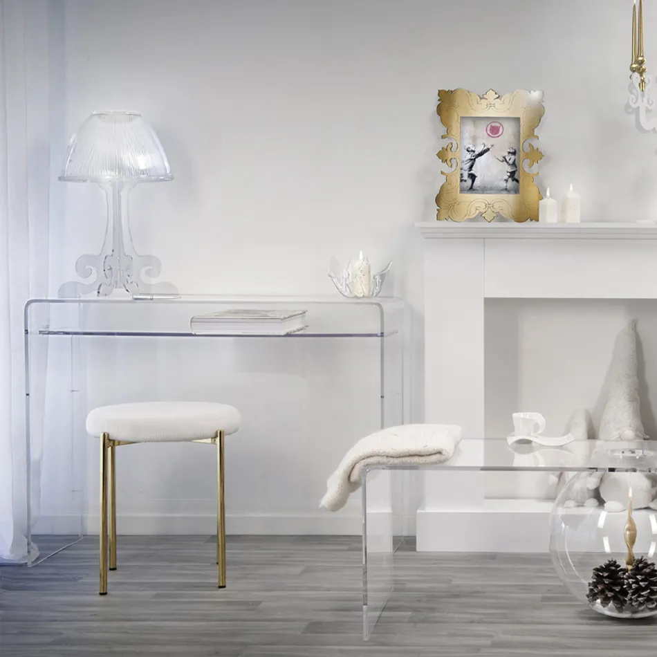 Led bordslampa i transparent plexiglas Tillverkad i Italien - Odette Viadurini