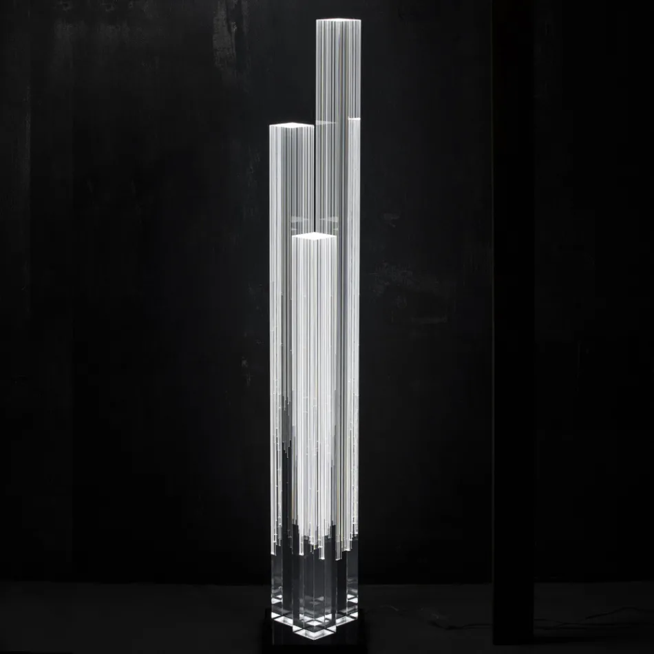 Led Crystal Golvlampa Satin Akryl Design Triptyk - Crystol Viadurini