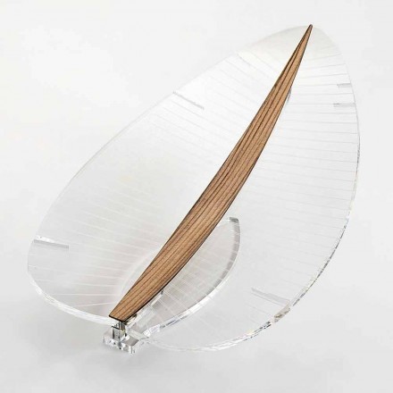 Ledlampa i transparent plexiglas guld silver eller designträ - Foglialamp Viadurini