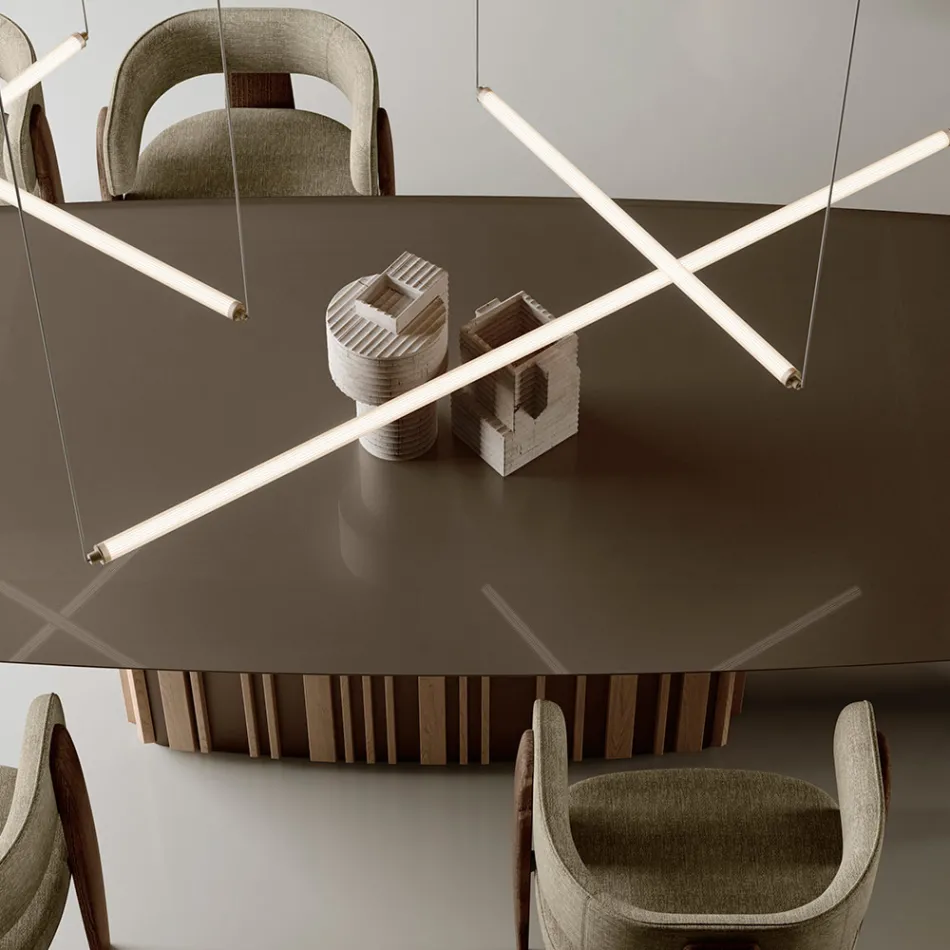 Modern LED-lampa i ribbat glas med exklusiv design tillverkad i Italien - Lys Viadurini