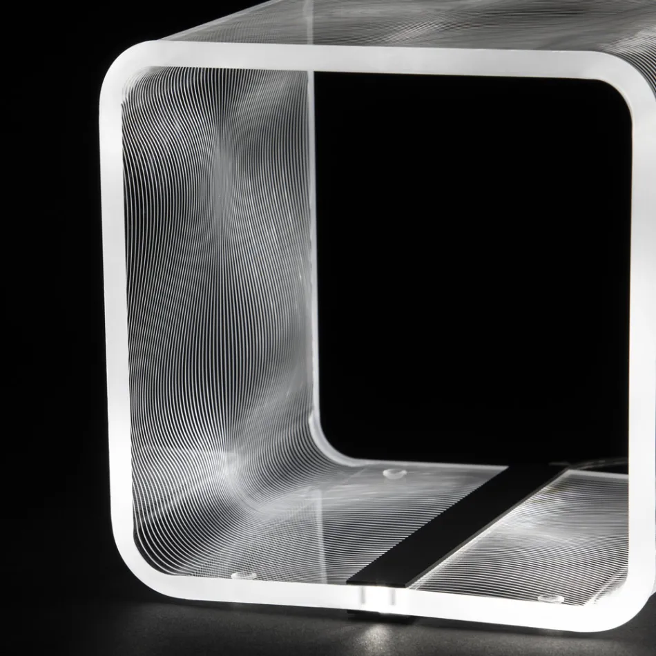Ledlampa Lysande Transparent Akryl Soffbord Laser Decor - Robiola Viadurini