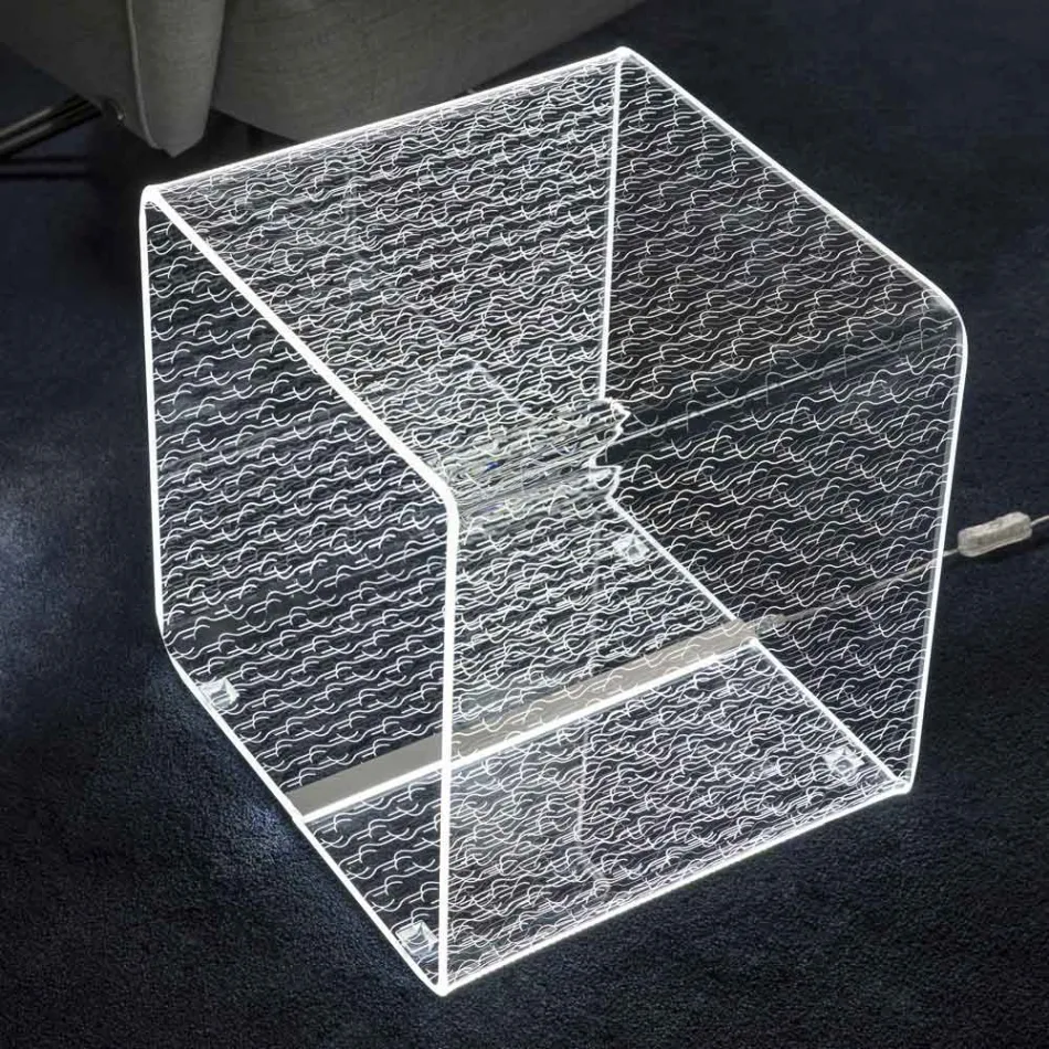 Ledlampa Lysande Transparent Akryl Soffbord Laser Decor - Robiola Viadurini