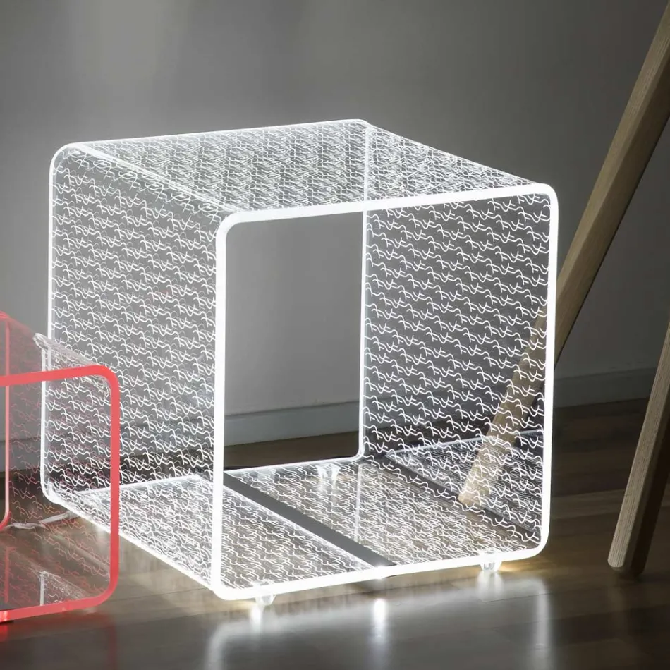 Ledlampa Lysande Transparent Akryl Soffbord Laser Decor - Robiola Viadurini
