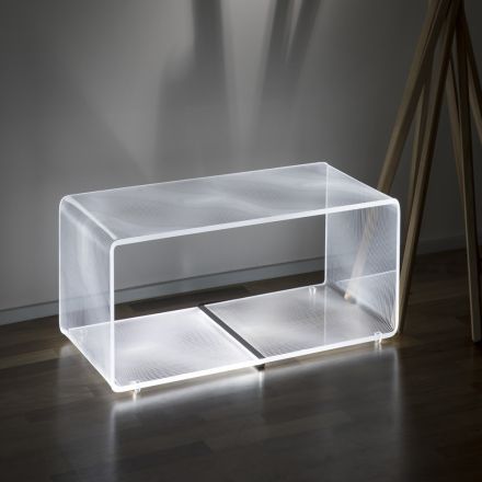 Ledlampa Lysande Transparent Akryl Soffbord Laser Decor - Robiola Viadurini