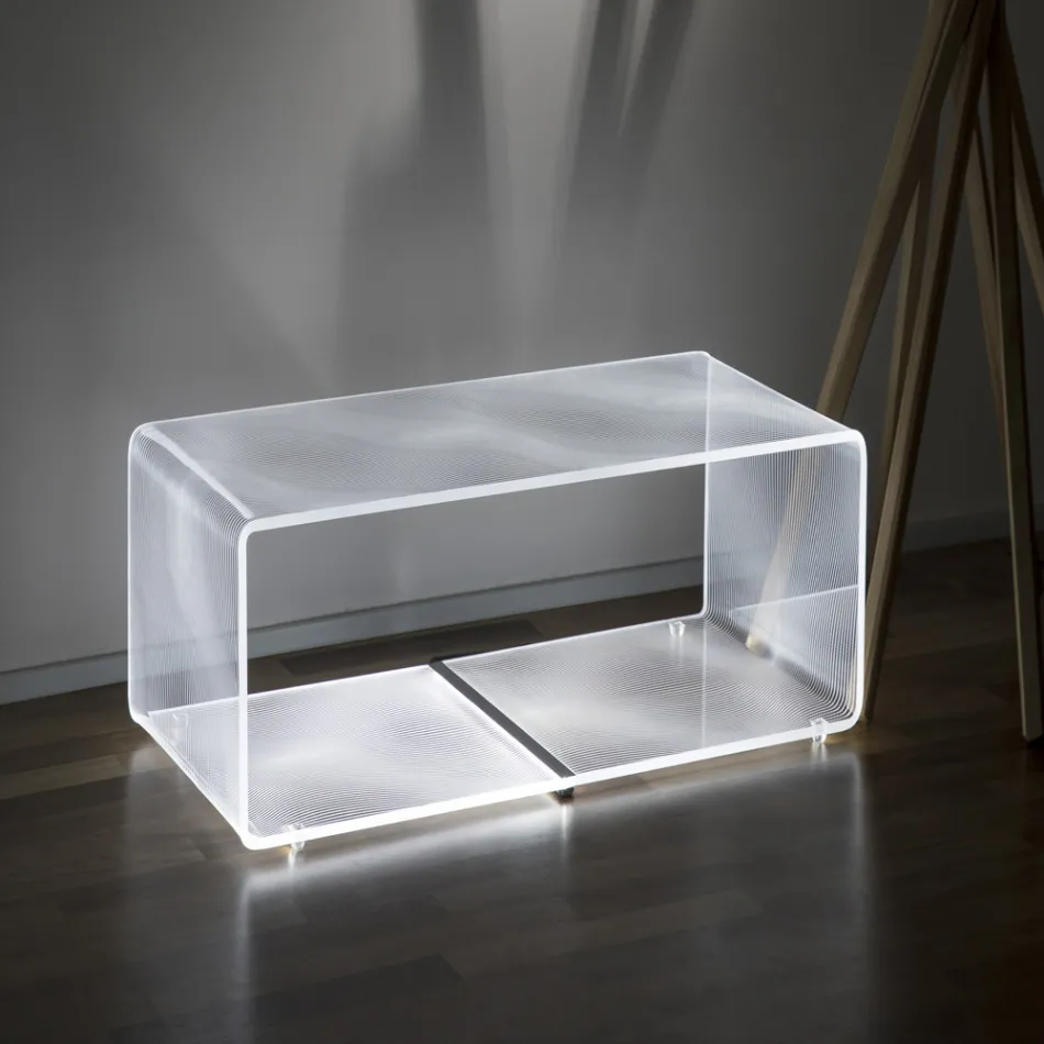 Ledlampa Lysande Transparent Akryl Soffbord Laser Decor - Robiola Viadurini