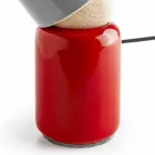 Moderna bordslampa av keramik och bokträ tillverkad i Italien Asien Viadurini