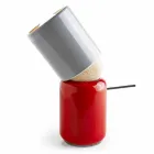 Moderna bordslampa av keramik och bokträ tillverkad i Italien Asien Viadurini