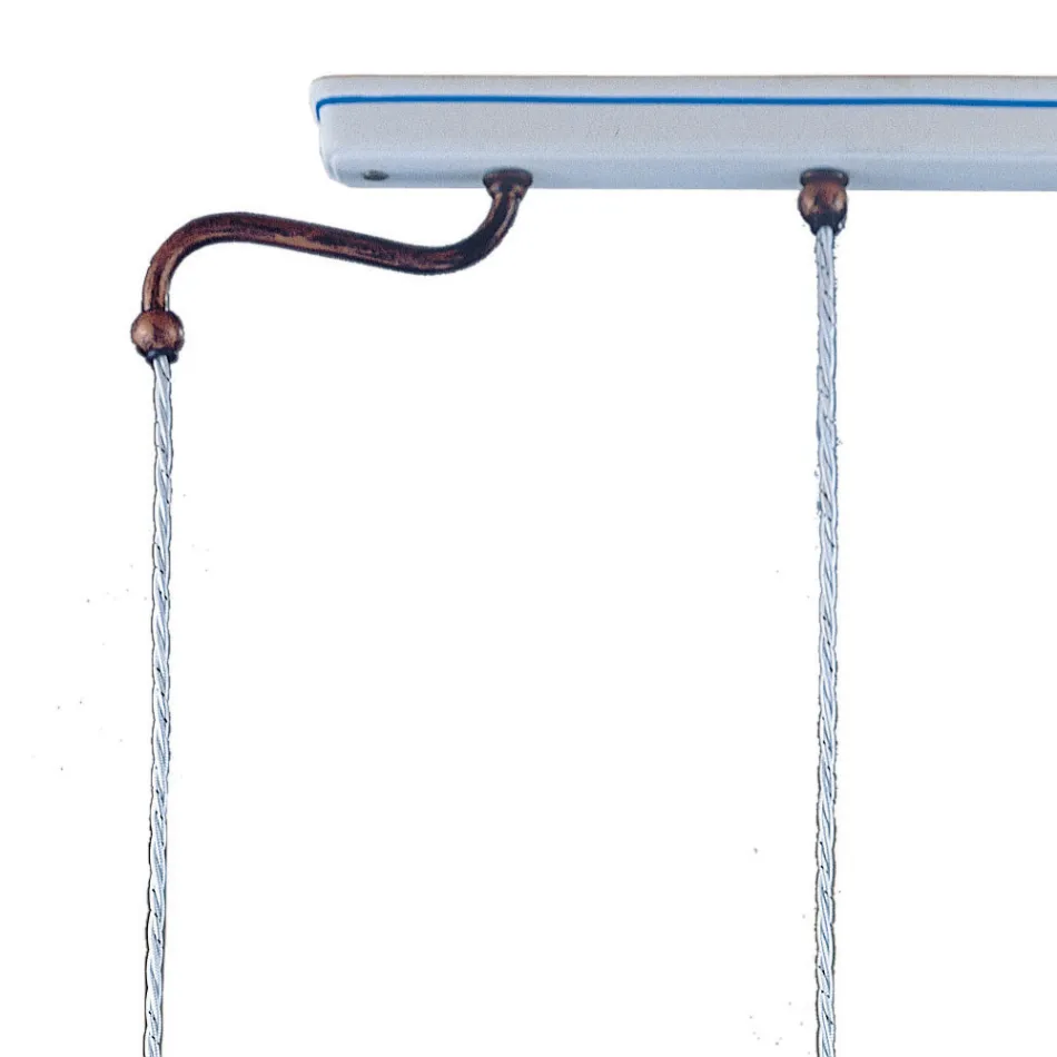 Vintage 3-Lights upphängningslampa i järn, glas och keramik - Ferrara Viadurini