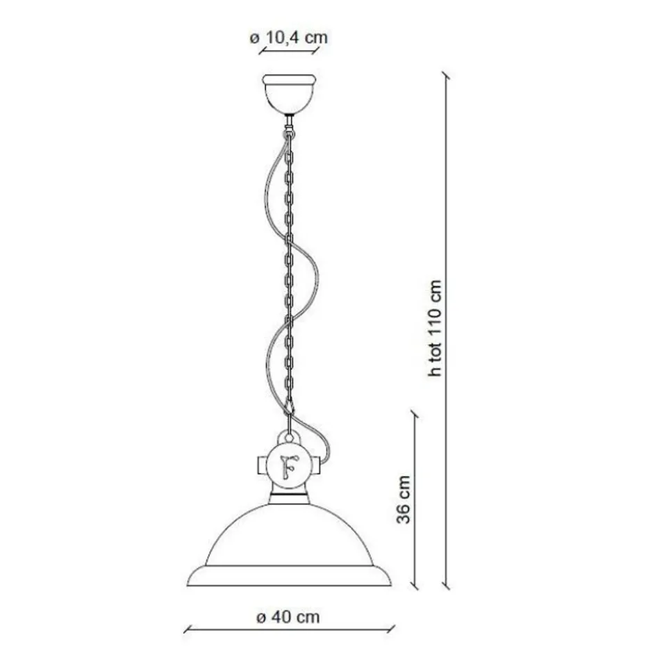 Hantverks- och industriupphängningslampa för keramik och järn - Industriell Viadurini