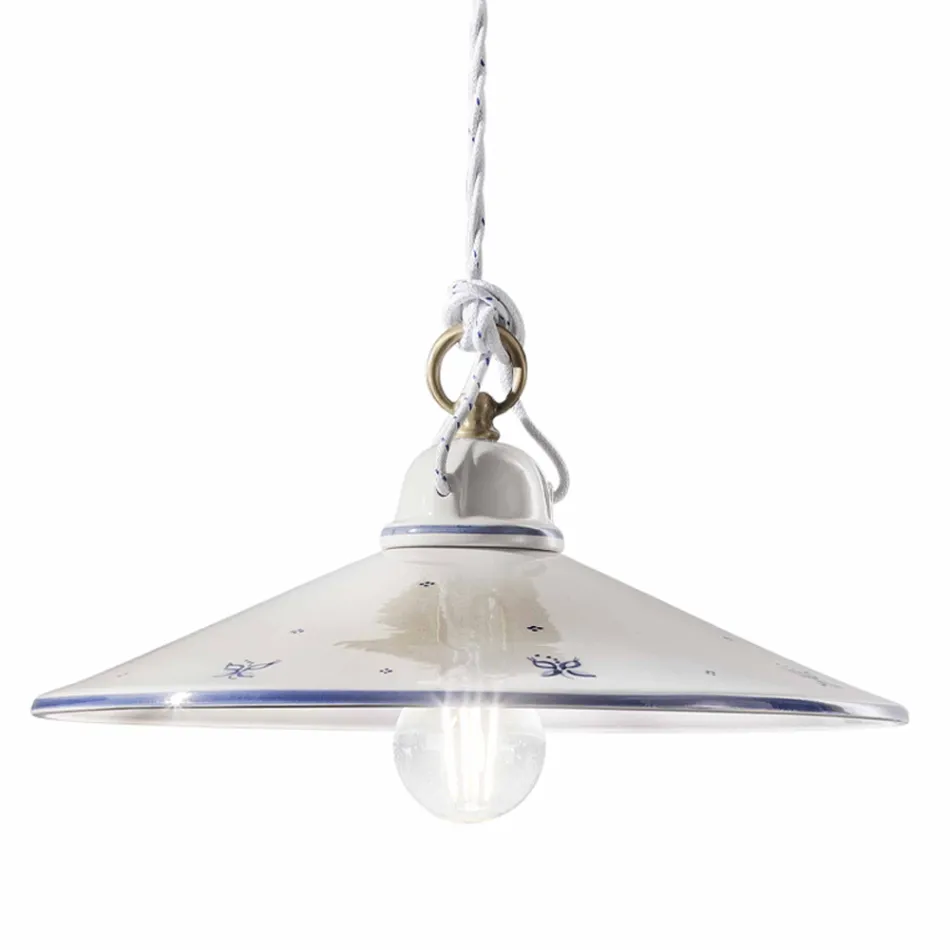 Hänglampa i handmålad keramik och järn 3 storlekar - Asti Viadurini