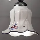 Hänglampa i metall och handdekorerad keramik med ros - Pisa Viadurini