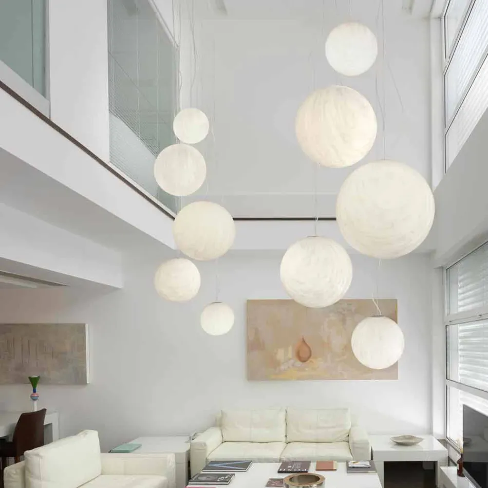 Slide Mineral polyeten suspension lampa tillverkad i Italien Viadurini