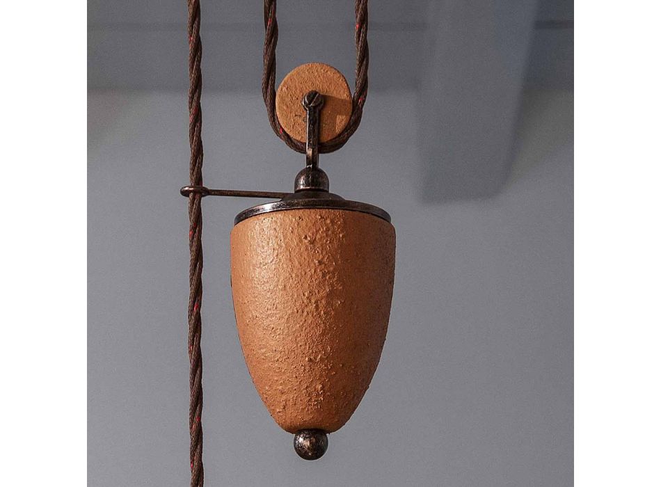 Ups and Downs upphängningslampa i järn och handrå keramik - Bologna Viadurini