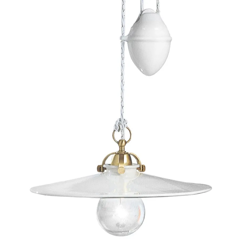 Ups och Down Hänglampa i järn och glansig keramik 2 storlekar - Asti Viadurini