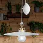 Ups and Down Hänglampa i järn och glansig keramik 2 storlekar - Asti Viadurini