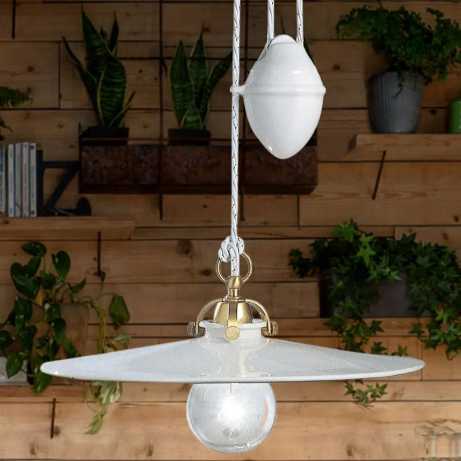 Ups and Down Hänglampa i järn och glansig keramik 2 storlekar - Asti Viadurini