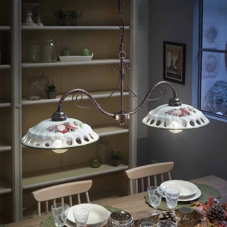 Hänglampa 2 lampor i handgjord keramik med Passanastri - Neapel Viadurini