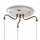 Upphängd lampa 3 lampor i järn och vintage handmålad keramik - Chieti Viadurini