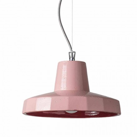 Suspenderad lampa 30 cm, i mässing och toskansk majolica, Rossi Toscot Viadurini