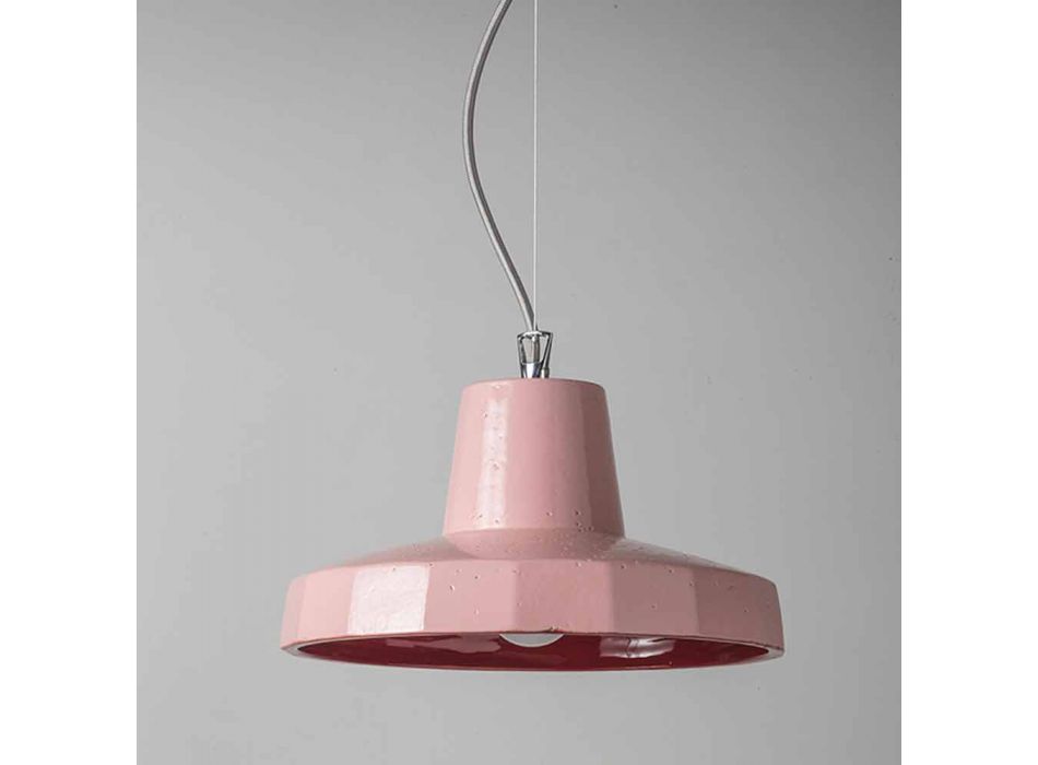 Suspenderad lampa 30 cm, i mässing och toskansk majolica, Rossi Toscot Viadurini