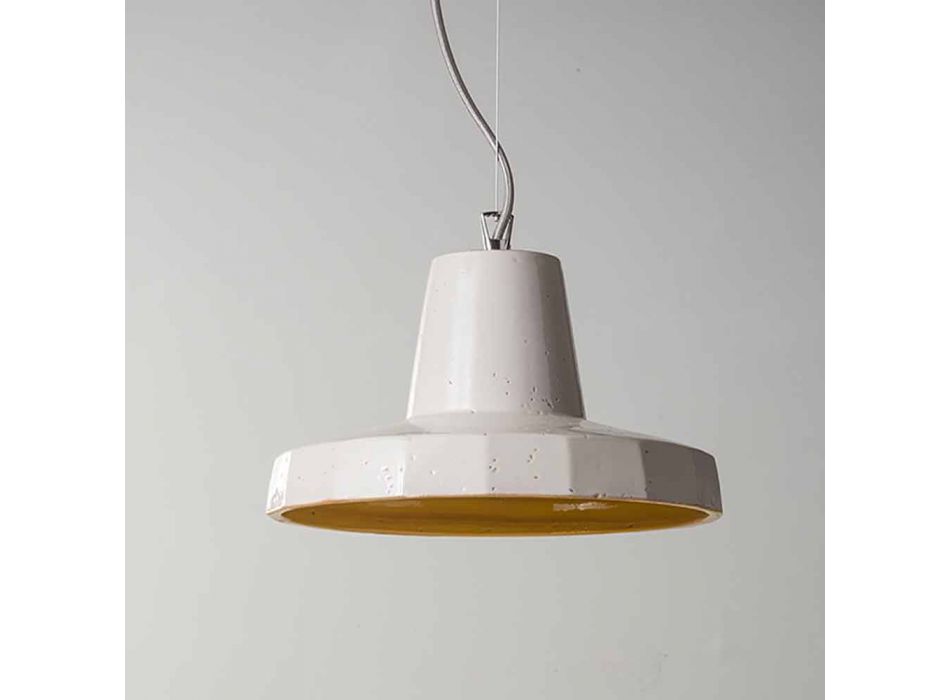 Suspenderad lampa 30 cm, i mässing och toskansk majolica, Rossi Toscot