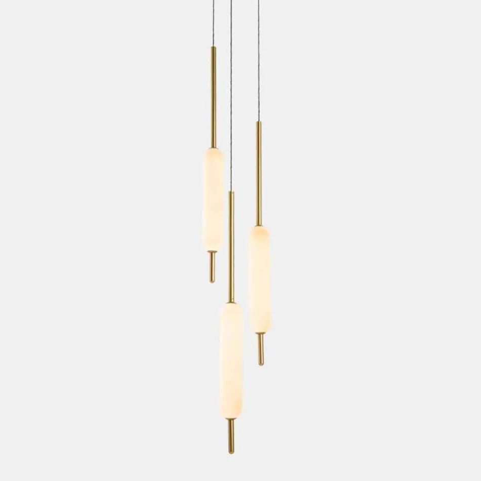 Hängande lampa med 1, 3 eller 6 lampor i mässing modern design - Typha av Il Fanale Viadurini