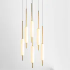 Hängande lampa med 1, 3 eller 6 lampor i mässing modern design - Typha av Il Fanale Viadurini
