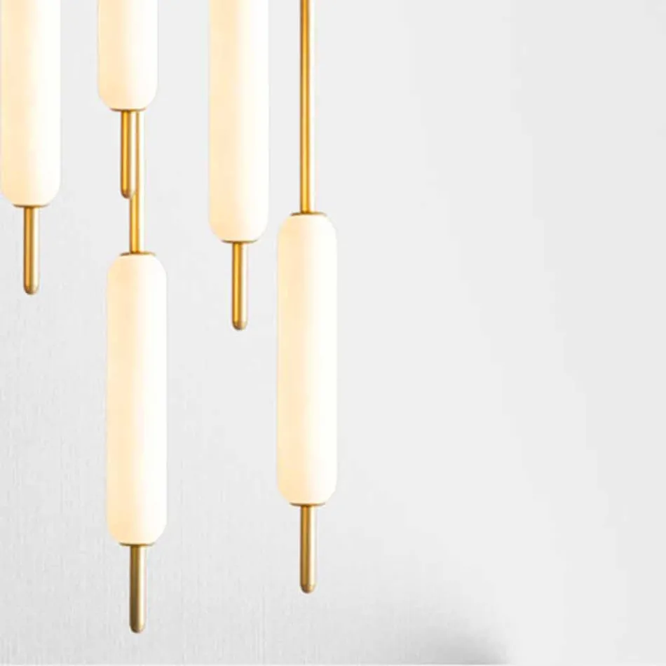 Hängande lampa med 1, 3 eller 6 lampor i mässing modern design - Typha av Il Fanale Viadurini