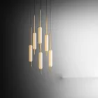 Hängande lampa med 1, 3 eller 6 lampor i mässing modern design - Typha av Il Fanale Viadurini