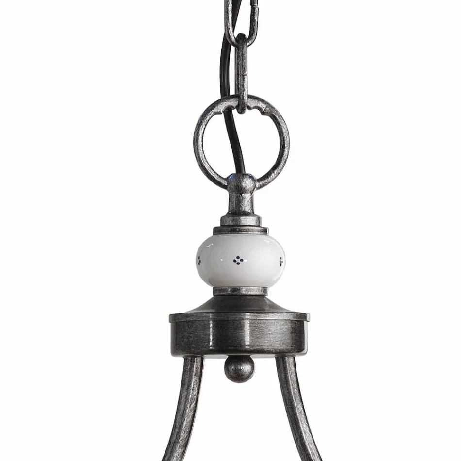 Hänglampa med 2 lampor i handmålad keramik och järndesign - Asti Viadurini