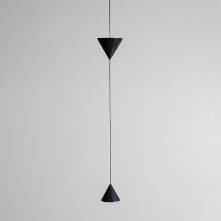 Upphängd trådlampa i svart aluminium och dubbelkondesign - Mercado Viadurini