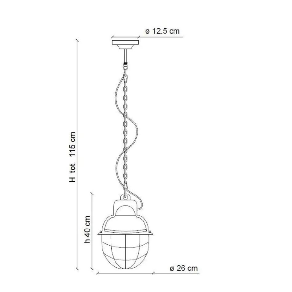 Handgjord hänglampa i järn och keramik med rutnät - Industriell Viadurini
