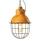 Handgjord hänglampa i järn och keramik med rutnät - Industriell Viadurini