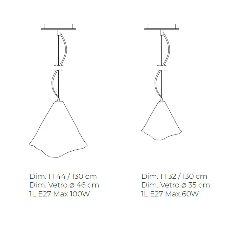 Handgjord hänglampa i blåst venetianskt glas 35 46 cm - Mary Viadurini