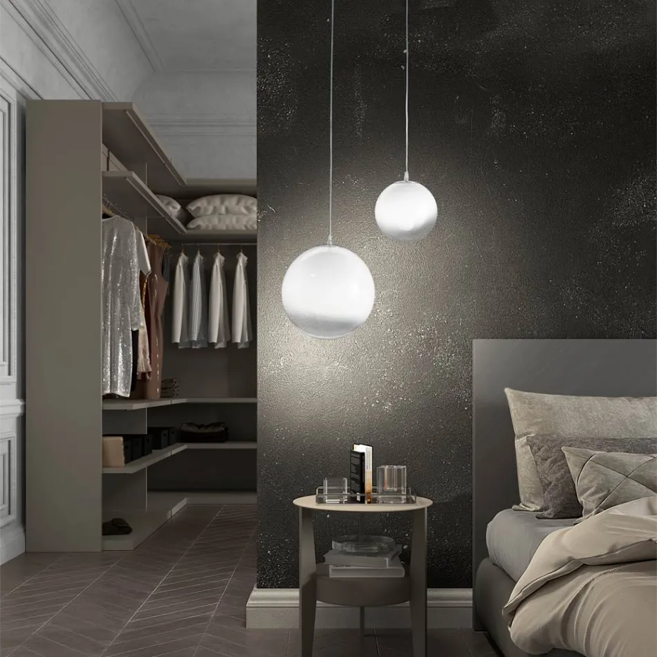 Handgjord hängande lampa i venetianskt blåst glas - Nova Viadurini