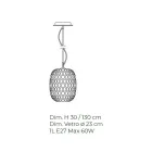 Handgjord hängande lampa i blåst venetianskt glas - Cloe Balloton Viadurini