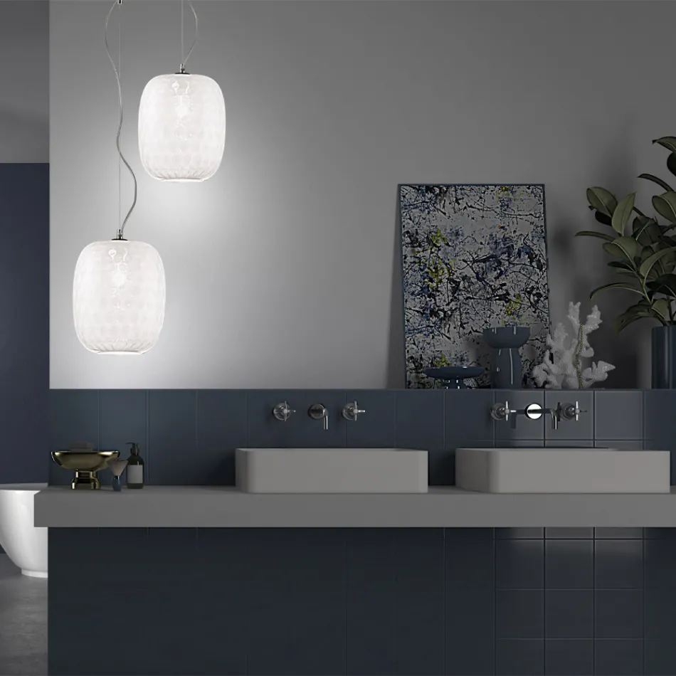 Handgjord hängande lampa i blåst venetianskt glas - Cloe Balloton Viadurini