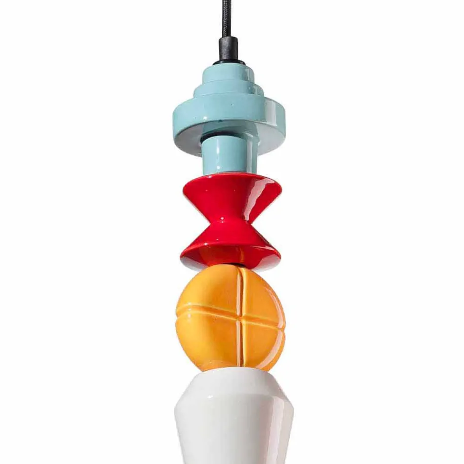 Gul eller grön Retro keramisk hängande lampa tillverkad i Italien - Ferroluce Lariat Viadurini