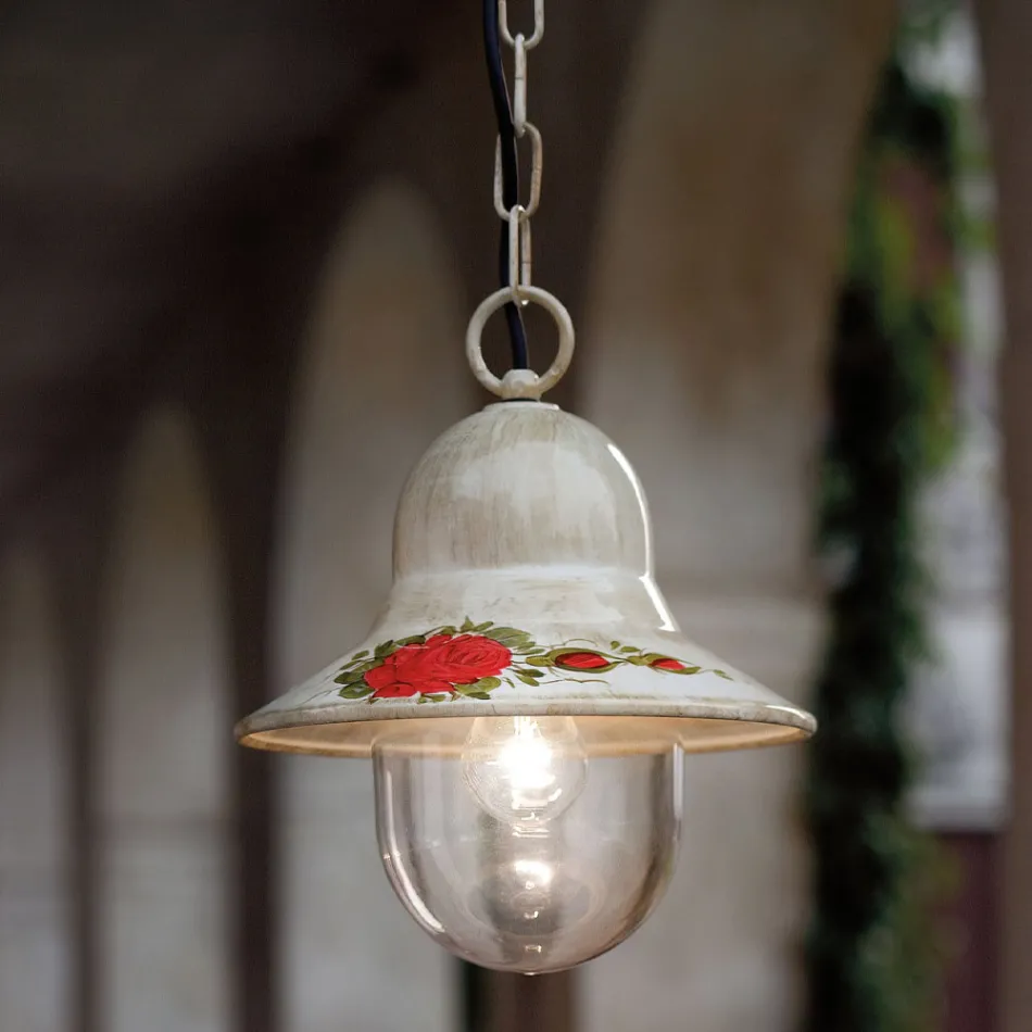 Utomhushängande lampa i handmålad vit aluminium - Imperia Viadurini