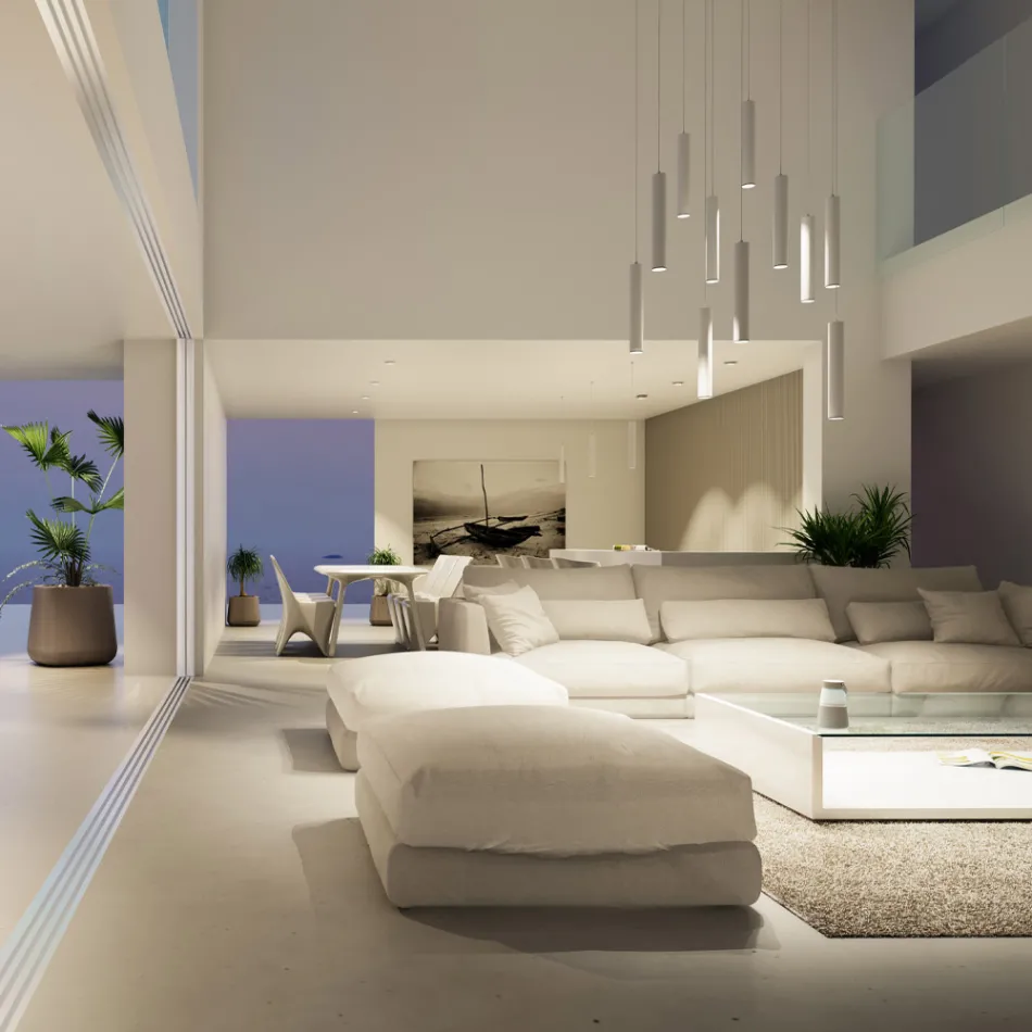 Nedhängd infälld lampa i vit eller svart aluminium, 2 delar - Rebolla Viadurini