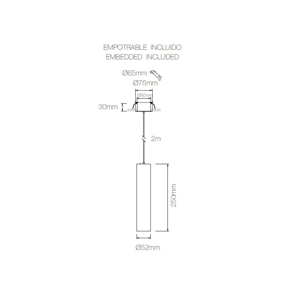 Nedhängd infälld lampa i vit eller svart aluminium, 2 delar - Rebolla Viadurini