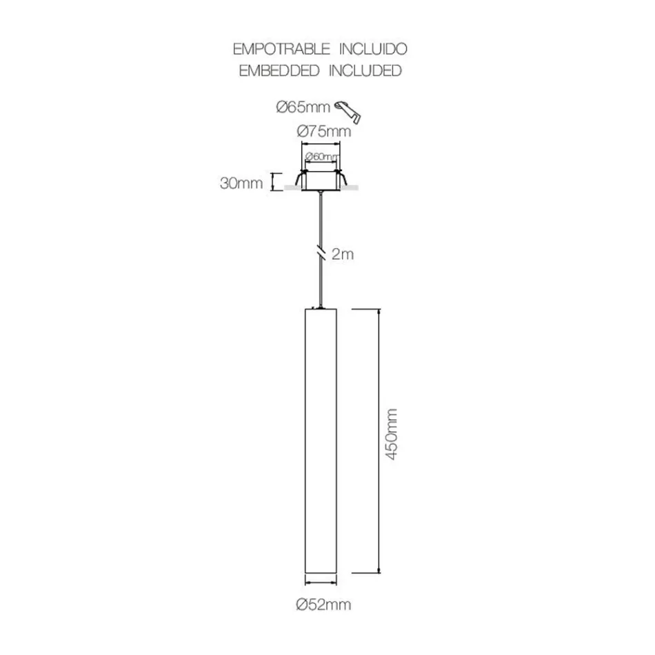 Nedhängd infälld lampa i vit eller svart aluminium, 2 delar - Rebolla Viadurini