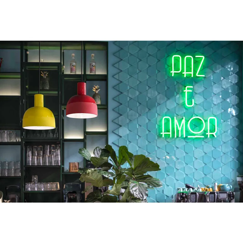 Upphängslampa i retrostil i keramik tillverkad i Italien - Ferroluce Caxixi Viadurini