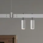 Upphängd lampdesign Vit aluminium med glaskulor och strålkastare - Exodus Viadurini