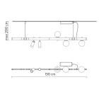 Upphängd lampdesign Vit aluminium med glaskulor och strålkastare - Exodus Viadurini