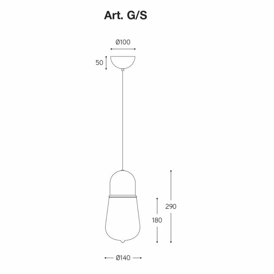 Hängande lampa i vintage design i mässing och glas - Aldo Bernardi Guinguette Viadurini