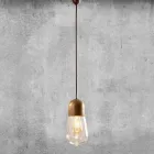 Hängande lampa i vintage design i mässing och glas - Aldo Bernardi Guinguette Viadurini